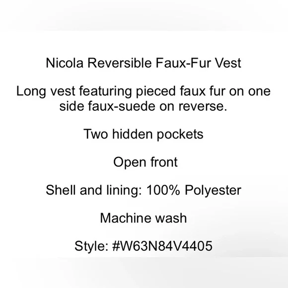 Guess Reversible Faux Fur Faux Suede Jillet/Vest - Picture 2 of 10